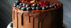 Gâteau au chocolat et fruits rouges